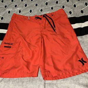 Hurley Mens Swimming Trunks Red Size 32
